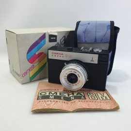 Фотоаппарат "Смена 8М" в упаковке с чехлом и инструкцией, затвор работает, СССР